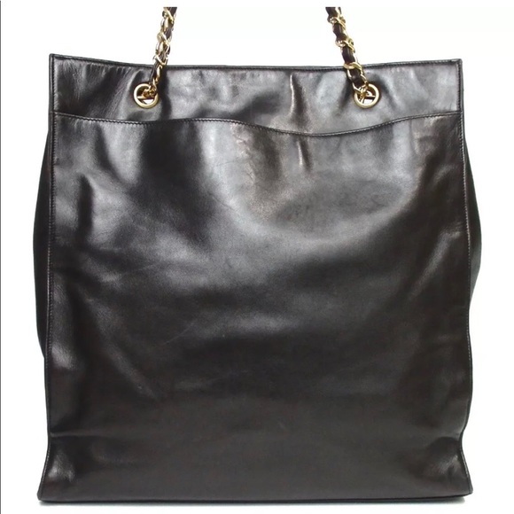 Auth Chanel Coco Mark Lambskin Chain Tote Bag - Picture 2 of 8